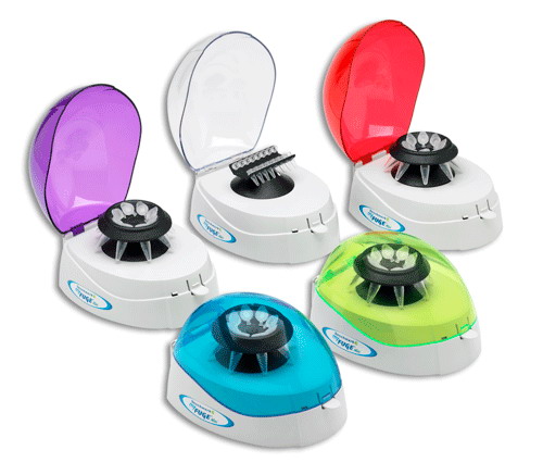 MyFuge Mini Centrifuge, Purple Lid, with 2 Rotors, 100-240V (US Plug)