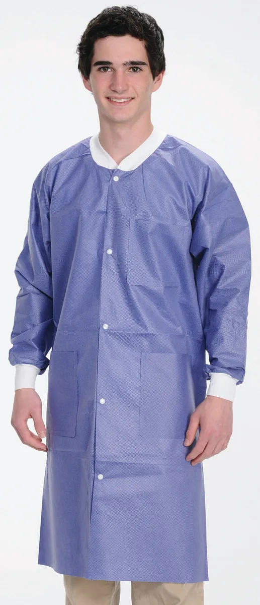 Disposable Knee Length Lab Coat, Medium, Blue