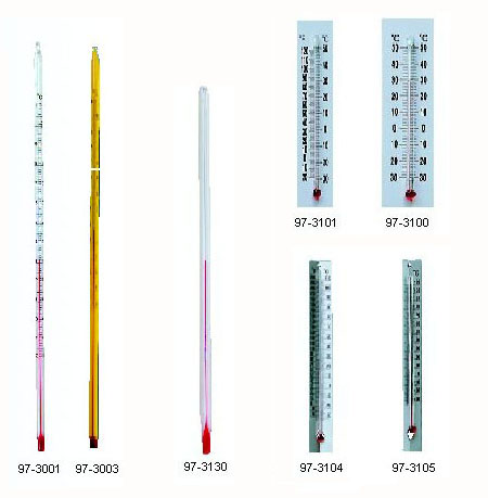 Red-Filled Thermometers, Partial Immersion, 6 inches