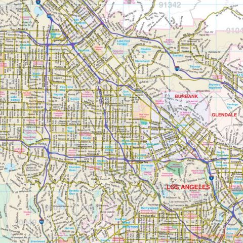 Los Angeles, CA & Vicinity Wall Map w/spring roller