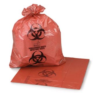 Collection Bag, Red, 25x34 1.2 mil BioHazard Waste