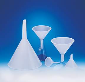 Polypropylene Funnels with Short Stems and External Ridges, Stem diameter: 140mm; Top dia.: 270mm