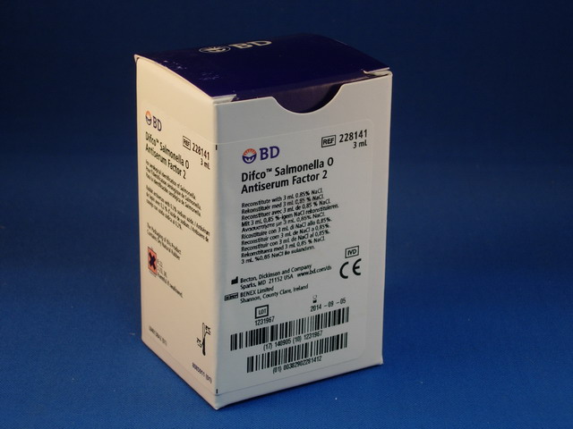 BD* Difco* Salmonella O Antisera and Quality Control Antigens, GRP A, 3ML