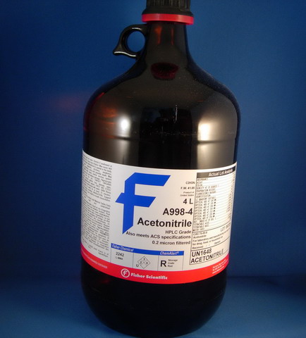 Acetonitrile, HPLC Grade, 99.8% min. (by GC). 4L